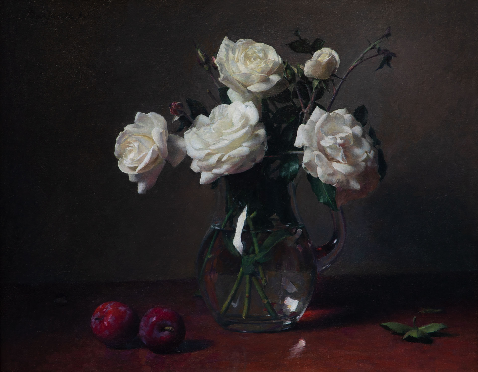 White Roses with Plums